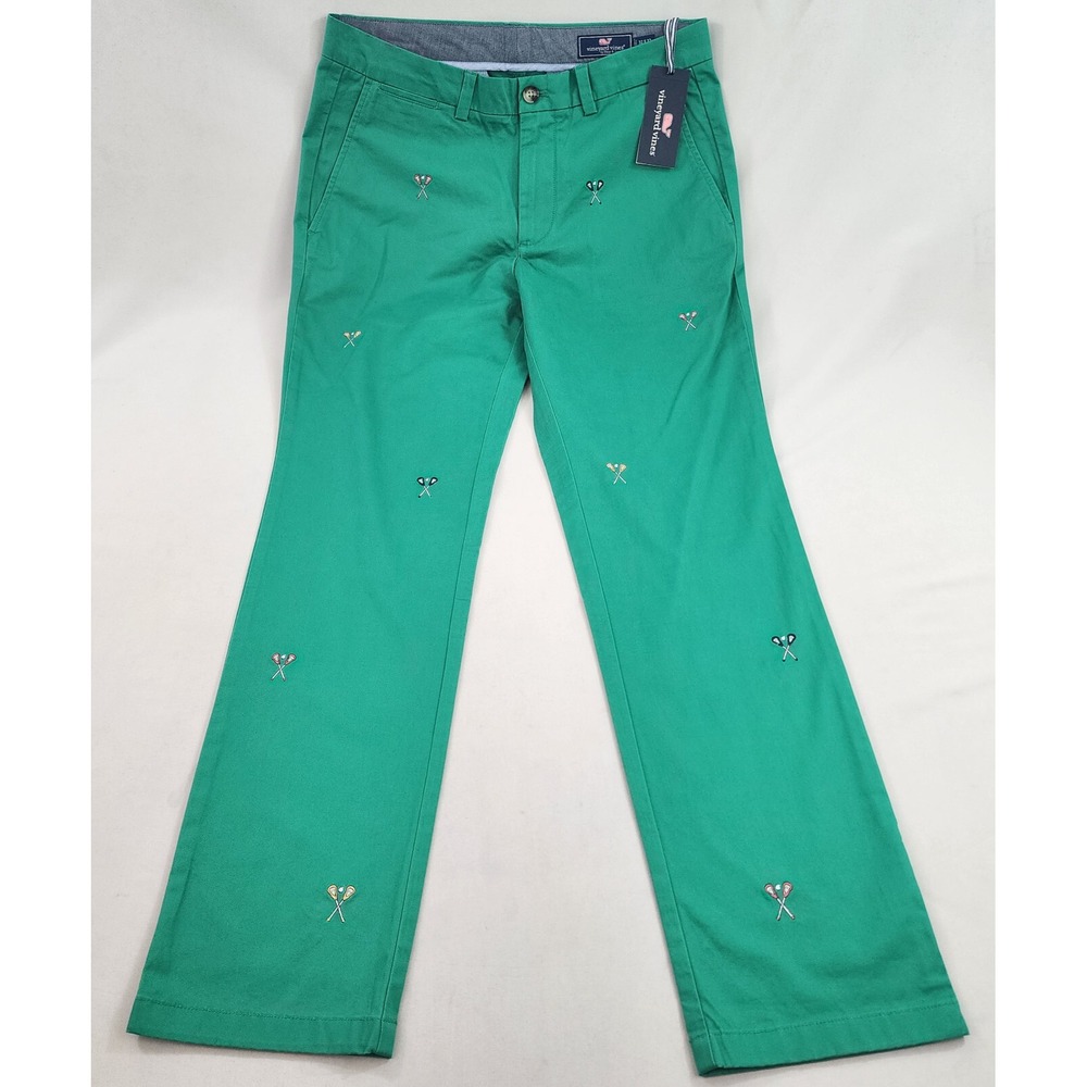 Vineyard Vines Breaker pants adult W 32 L 32 green pocket zip lacrosse $98 mens